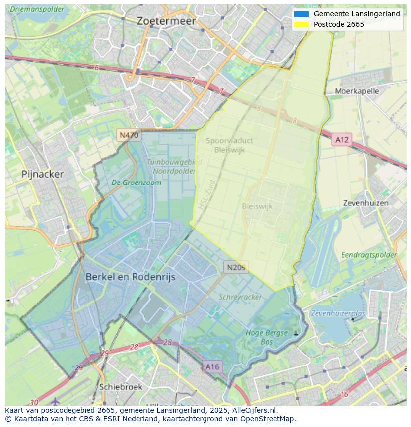 Afbeelding van het postcodegebied 2665 op de kaart.