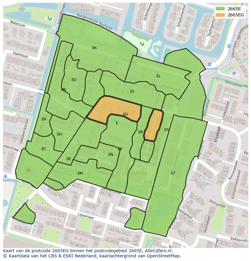Afbeelding van het postcodegebied 2665 EG op de kaart.