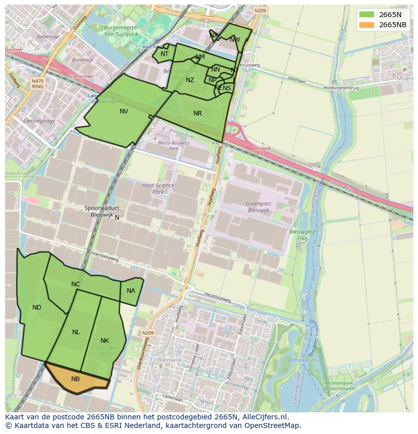 Afbeelding van het postcodegebied 2665 NB op de kaart.