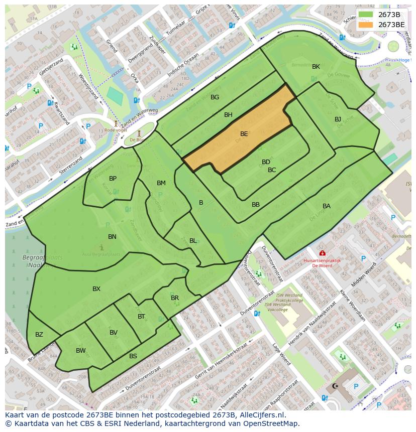 Afbeelding van het postcodegebied 2673 BE op de kaart.