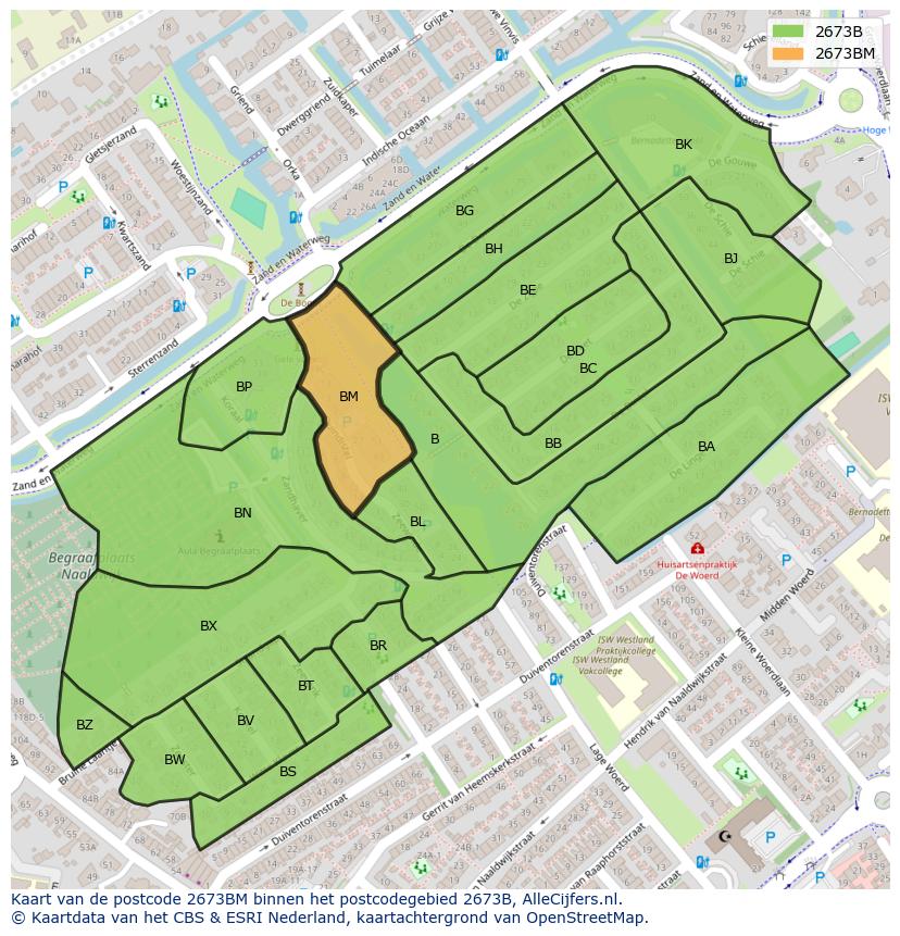 Afbeelding van het postcodegebied 2673 BM op de kaart.