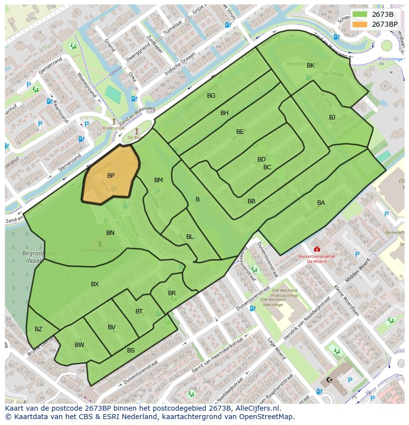 Afbeelding van het postcodegebied 2673 BP op de kaart.