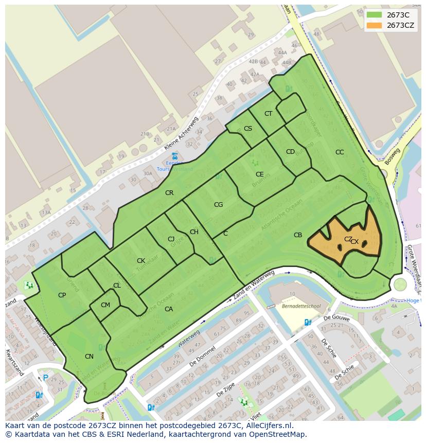 Afbeelding van het postcodegebied 2673 CZ op de kaart.