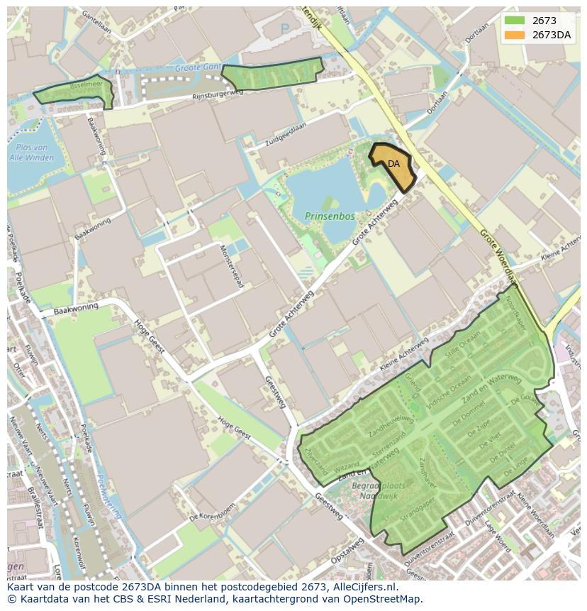 Afbeelding van het postcodegebied 2673 DA op de kaart.