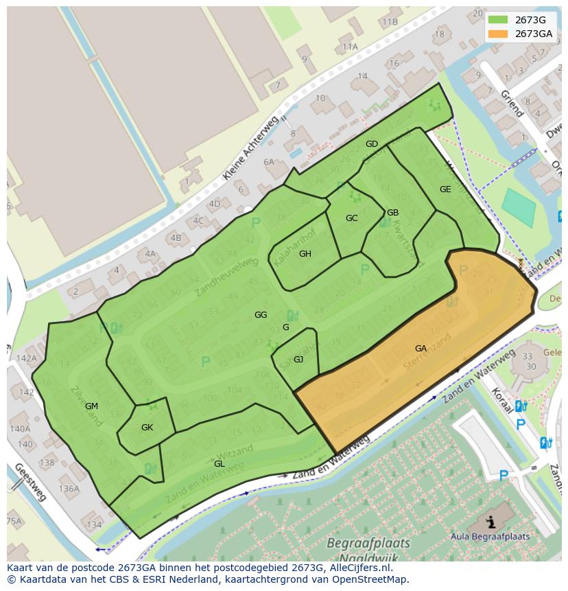Afbeelding van het postcodegebied 2673 GA op de kaart.