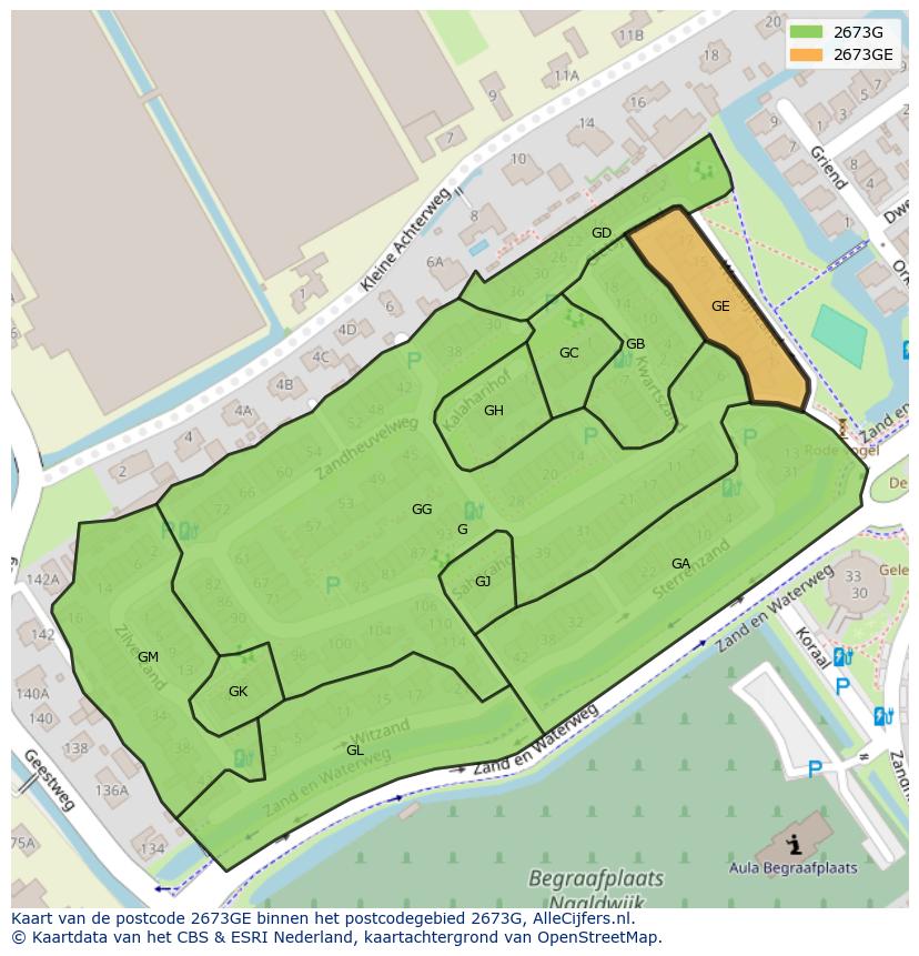 Afbeelding van het postcodegebied 2673 GE op de kaart.