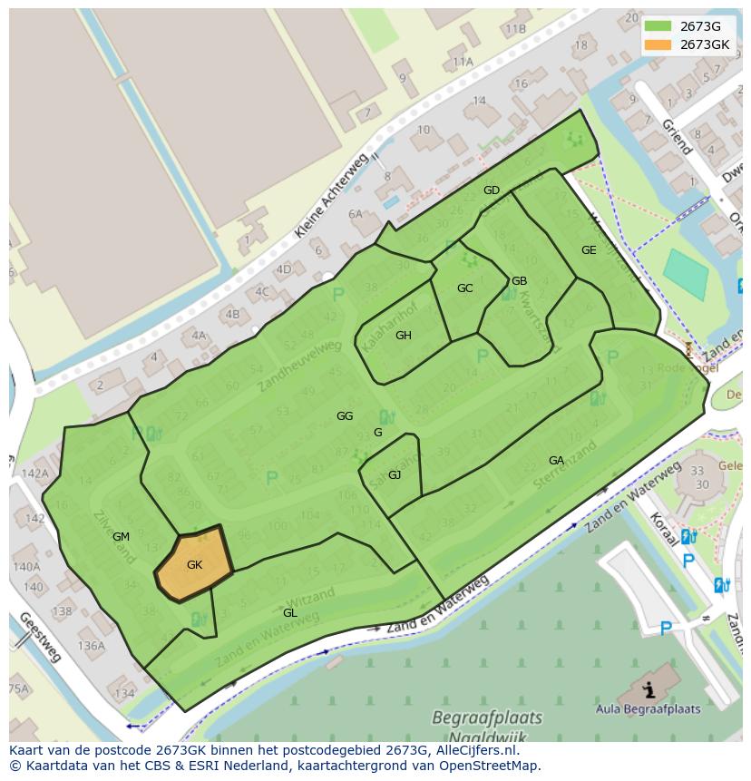 Afbeelding van het postcodegebied 2673 GK op de kaart.