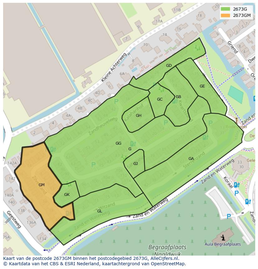 Afbeelding van het postcodegebied 2673 GM op de kaart.