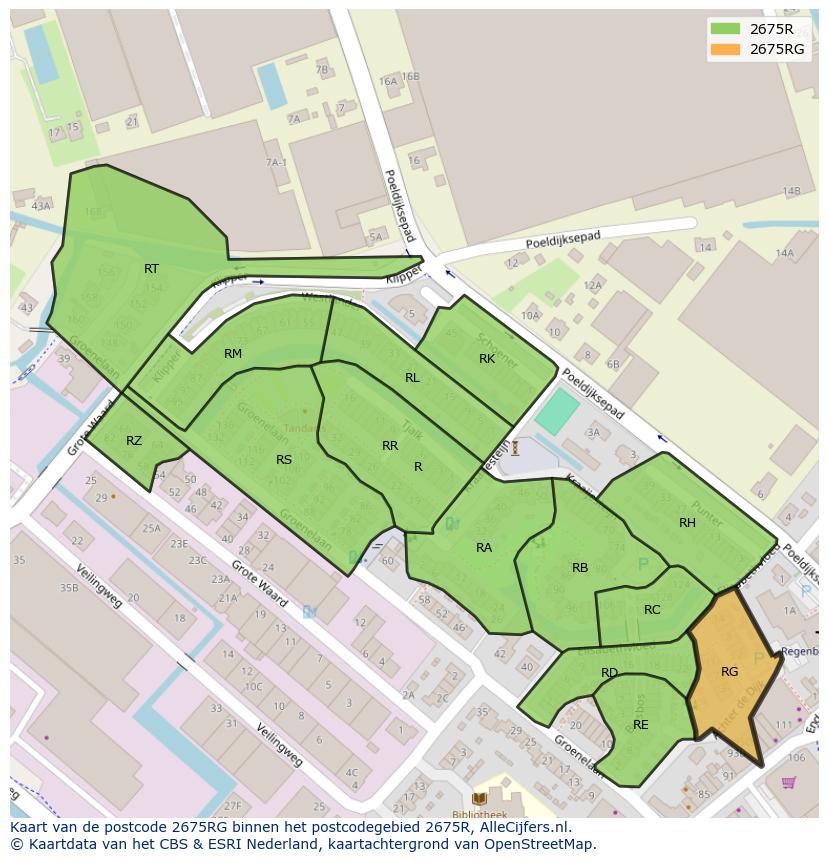 Afbeelding van het postcodegebied 2675 RG op de kaart.