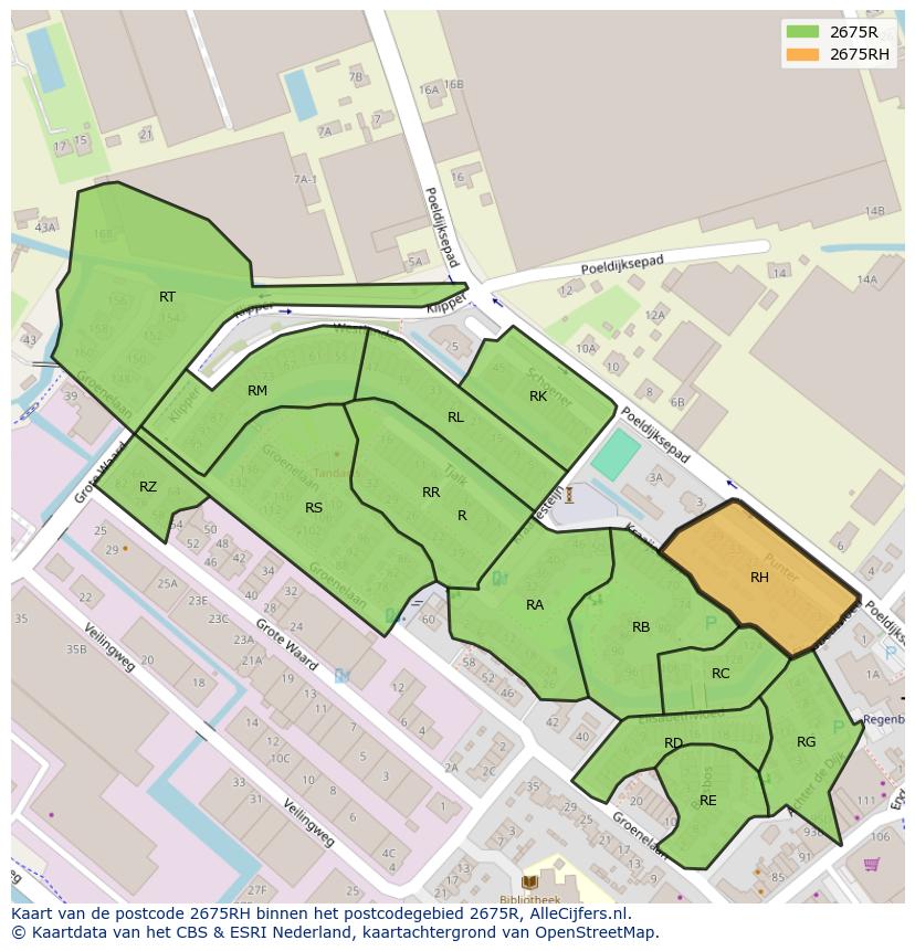 Afbeelding van het postcodegebied 2675 RH op de kaart.