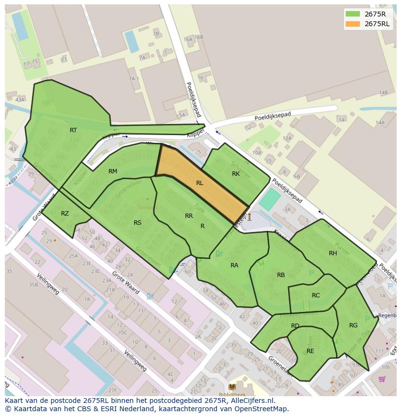 Afbeelding van het postcodegebied 2675 RL op de kaart.