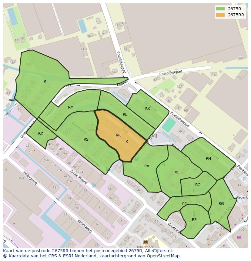 Afbeelding van het postcodegebied 2675 RR op de kaart.