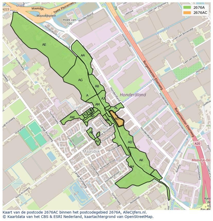 Afbeelding van het postcodegebied 2676 AC op de kaart.