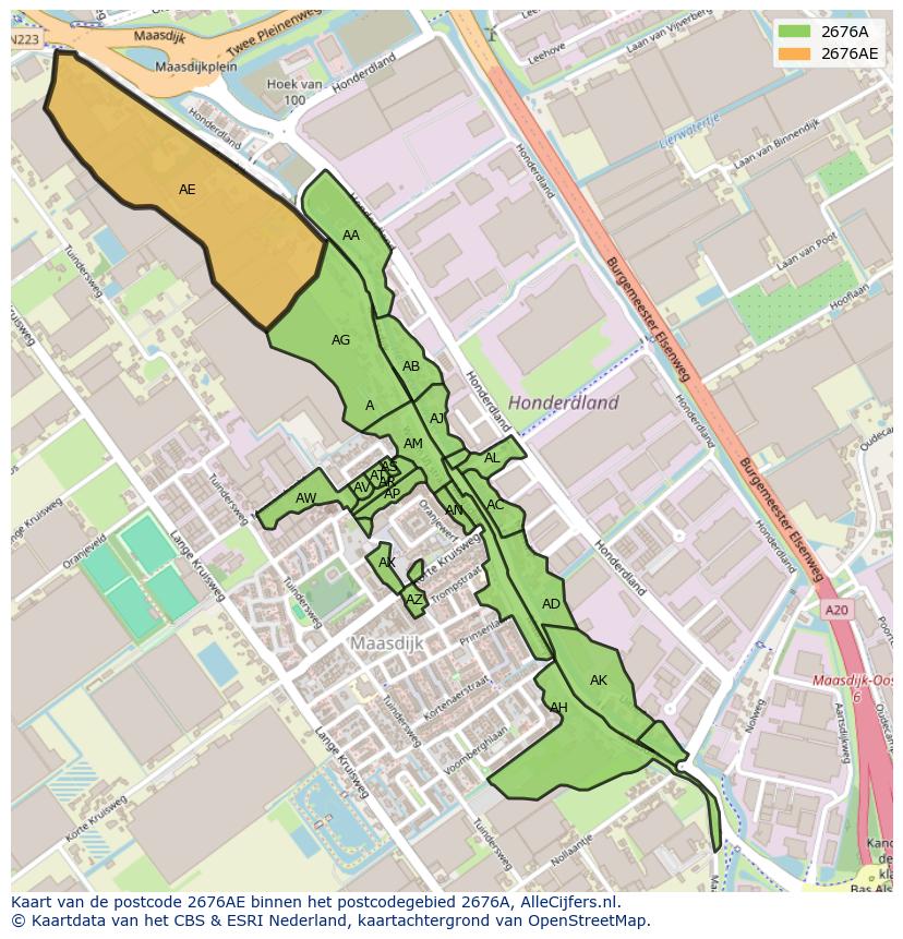 Afbeelding van het postcodegebied 2676 AE op de kaart.