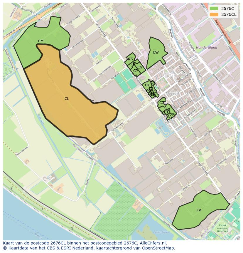 Afbeelding van het postcodegebied 2676 CL op de kaart.