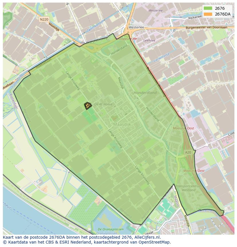 Afbeelding van het postcodegebied 2676 DA op de kaart.
