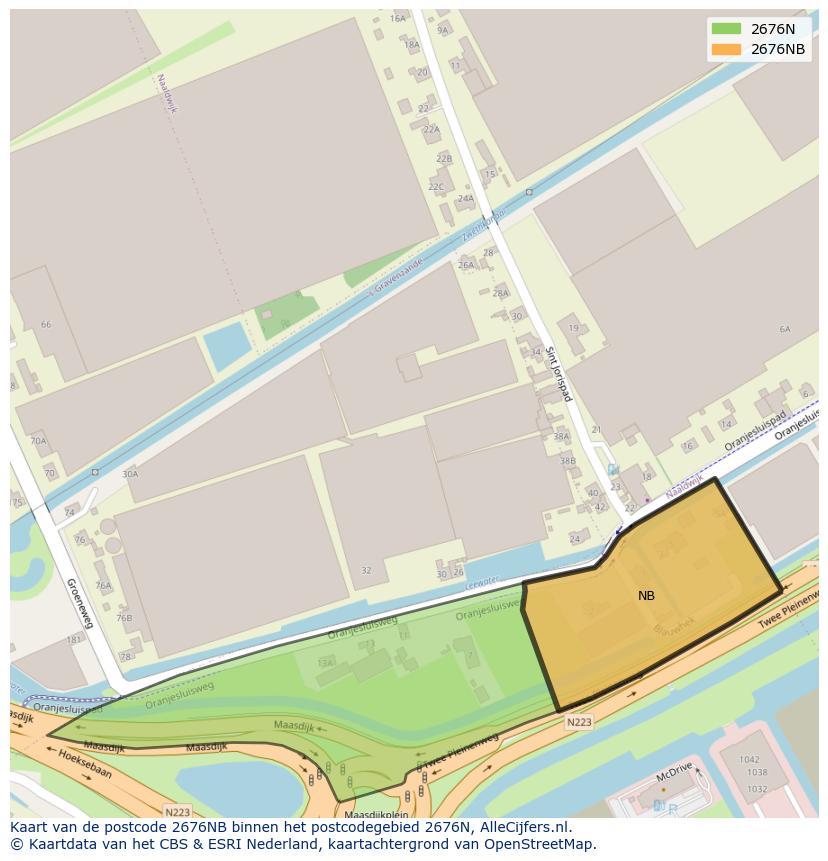 Afbeelding van het postcodegebied 2676 NB op de kaart.