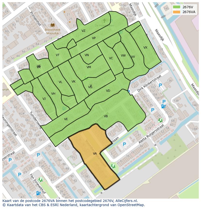 Afbeelding van het postcodegebied 2676 VA op de kaart.