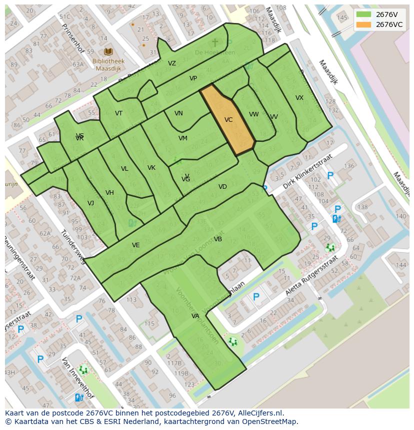 Afbeelding van het postcodegebied 2676 VC op de kaart.