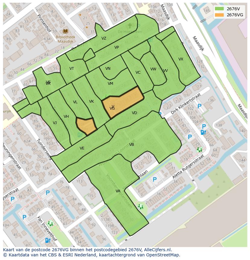 Afbeelding van het postcodegebied 2676 VG op de kaart.