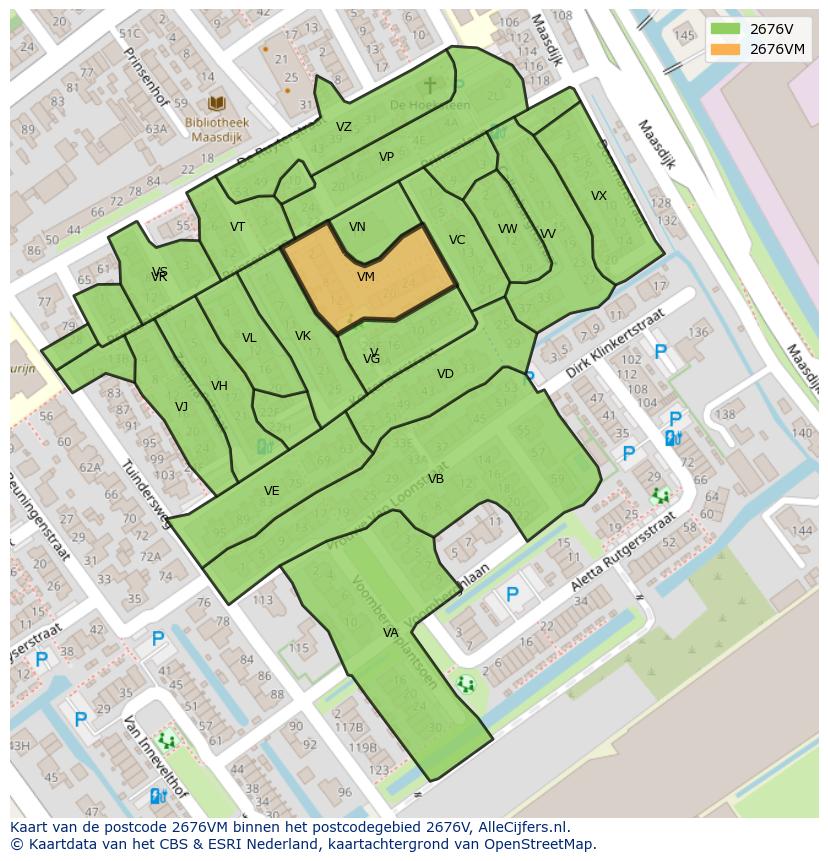 Afbeelding van het postcodegebied 2676 VM op de kaart.