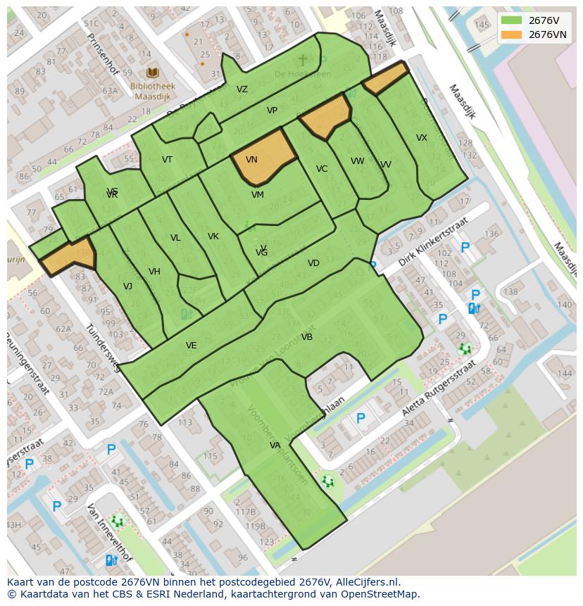 Afbeelding van het postcodegebied 2676 VN op de kaart.