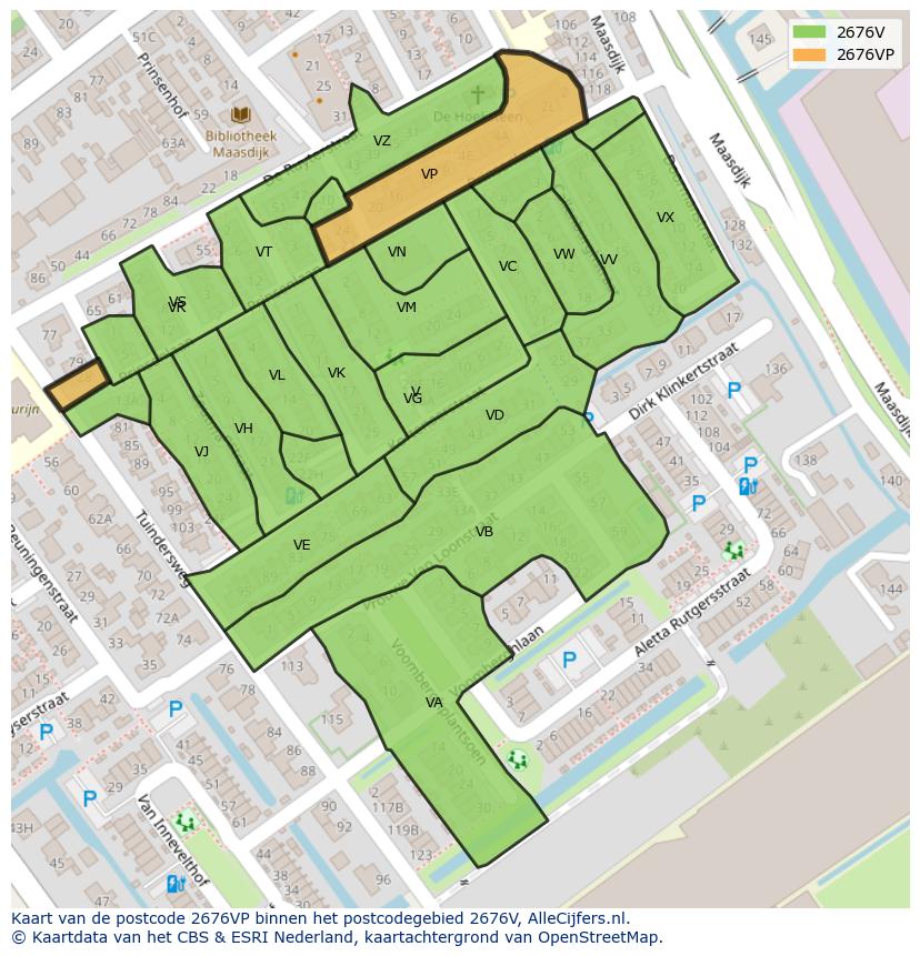 Afbeelding van het postcodegebied 2676 VP op de kaart.
