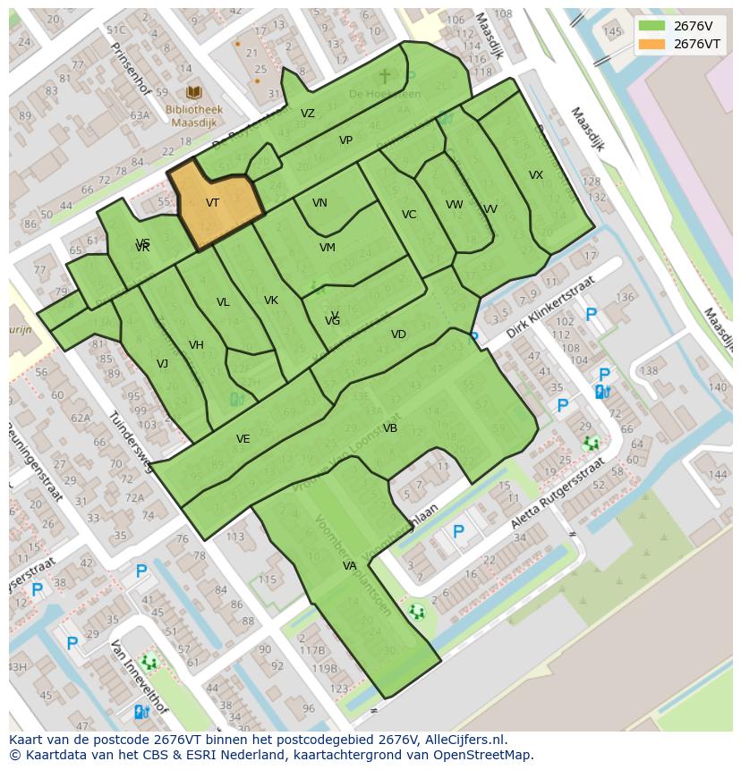 Afbeelding van het postcodegebied 2676 VT op de kaart.