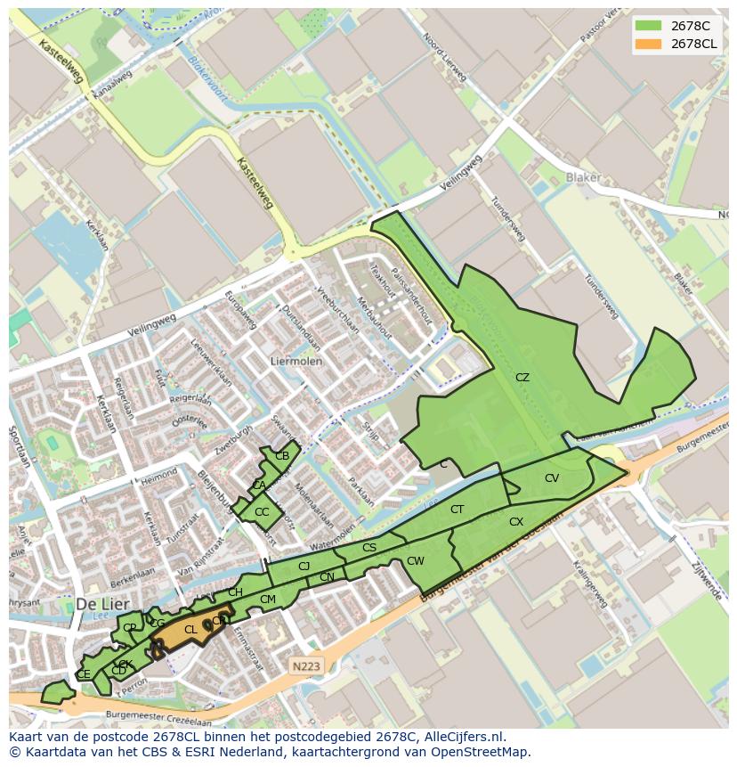 Afbeelding van het postcodegebied 2678 CL op de kaart.