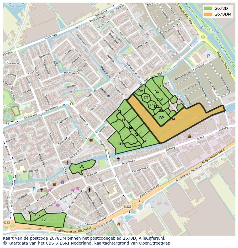 Afbeelding van het postcodegebied 2678 DM op de kaart.
