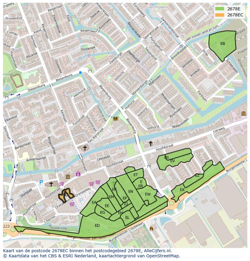 Afbeelding van het postcodegebied 2678 EC op de kaart.