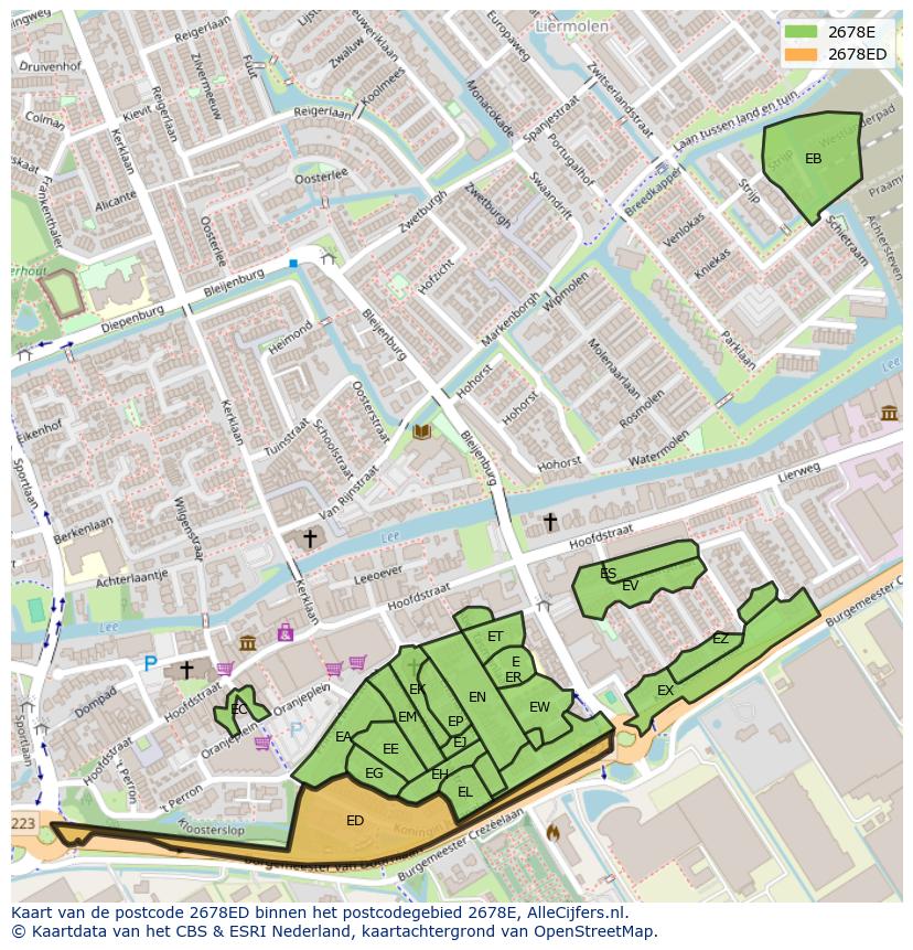 Afbeelding van het postcodegebied 2678 ED op de kaart.