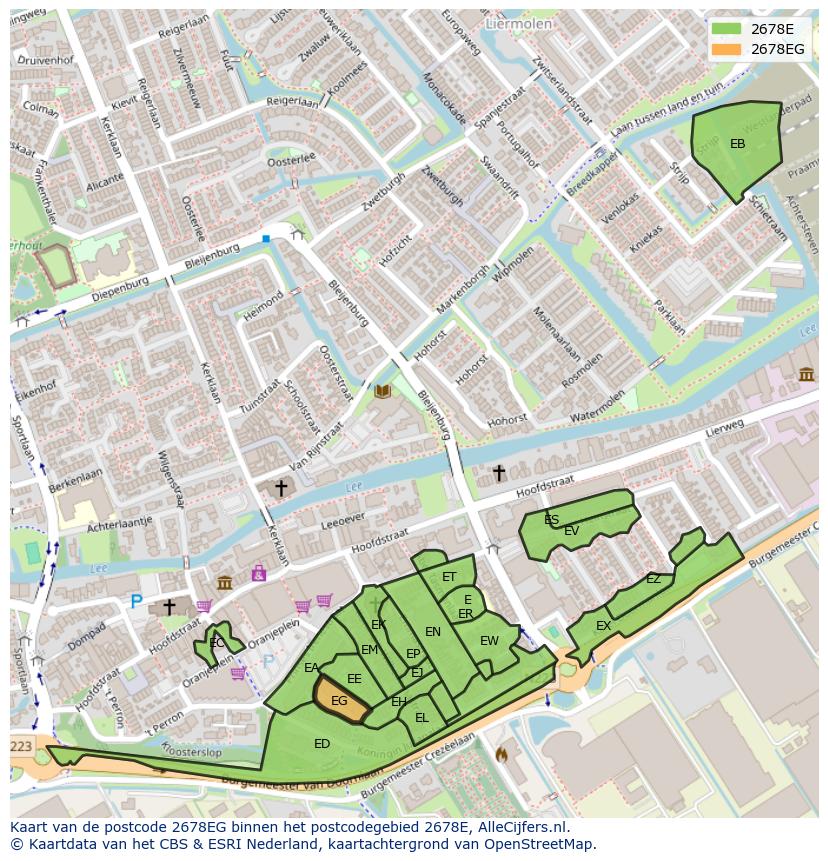 Afbeelding van het postcodegebied 2678 EG op de kaart.