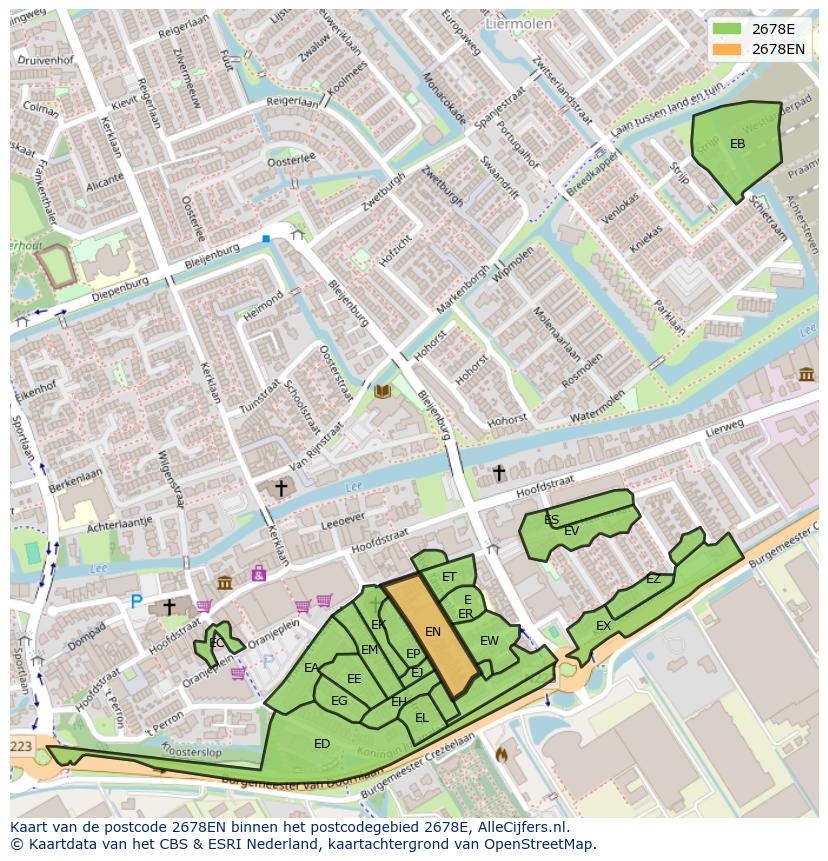 Afbeelding van het postcodegebied 2678 EN op de kaart.