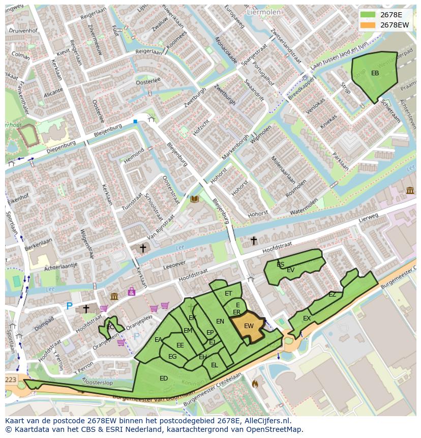Afbeelding van het postcodegebied 2678 EW op de kaart.