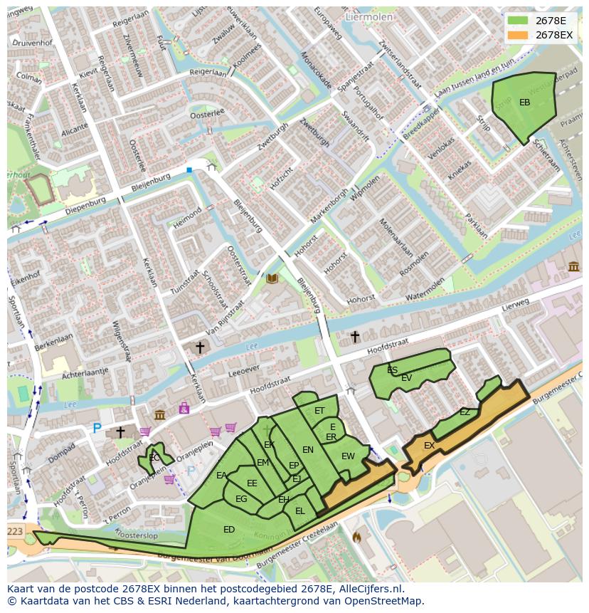 Afbeelding van het postcodegebied 2678 EX op de kaart.