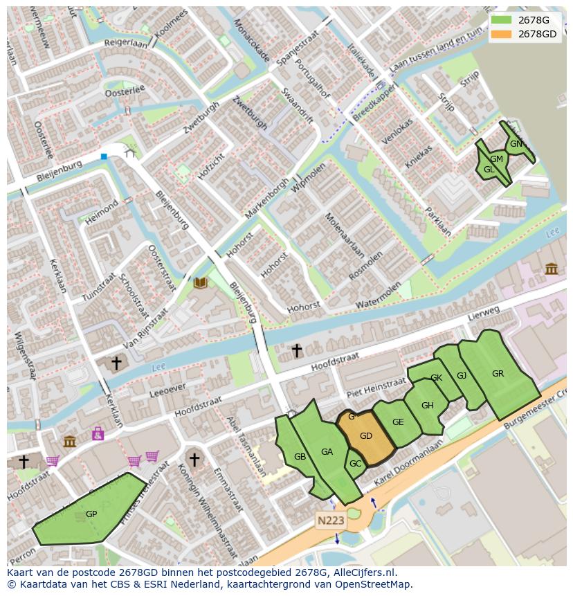 Afbeelding van het postcodegebied 2678 GD op de kaart.