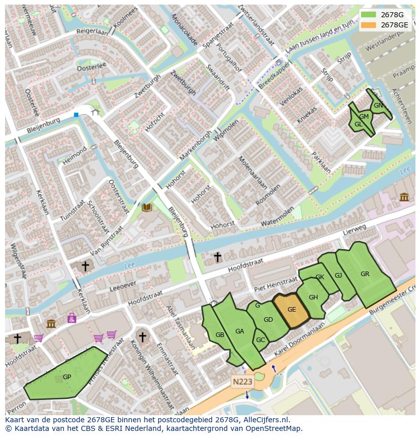 Afbeelding van het postcodegebied 2678 GE op de kaart.