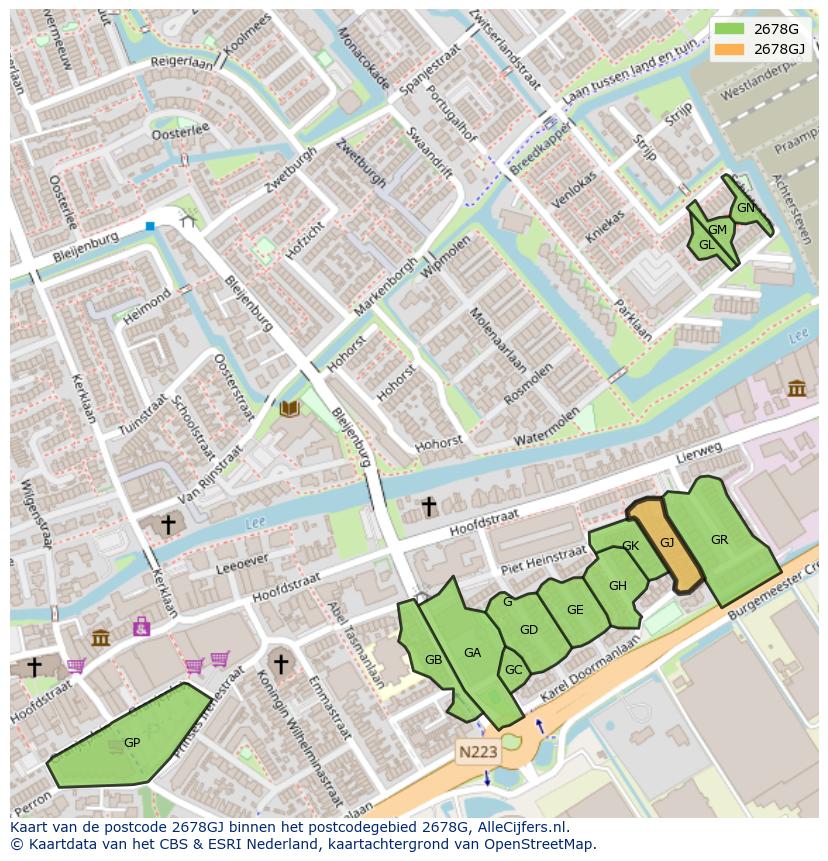 Afbeelding van het postcodegebied 2678 GJ op de kaart.