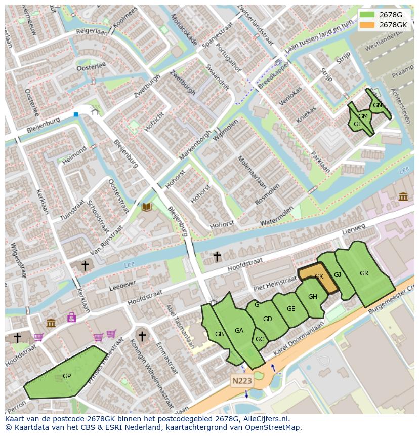 Afbeelding van het postcodegebied 2678 GK op de kaart.