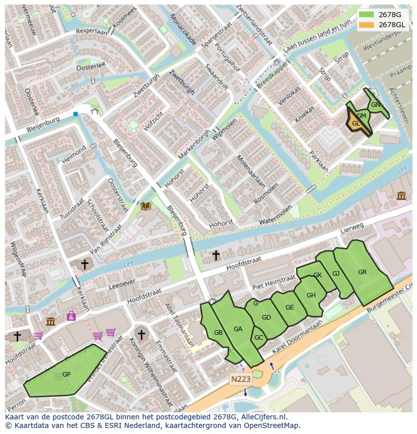 Afbeelding van het postcodegebied 2678 GL op de kaart.
