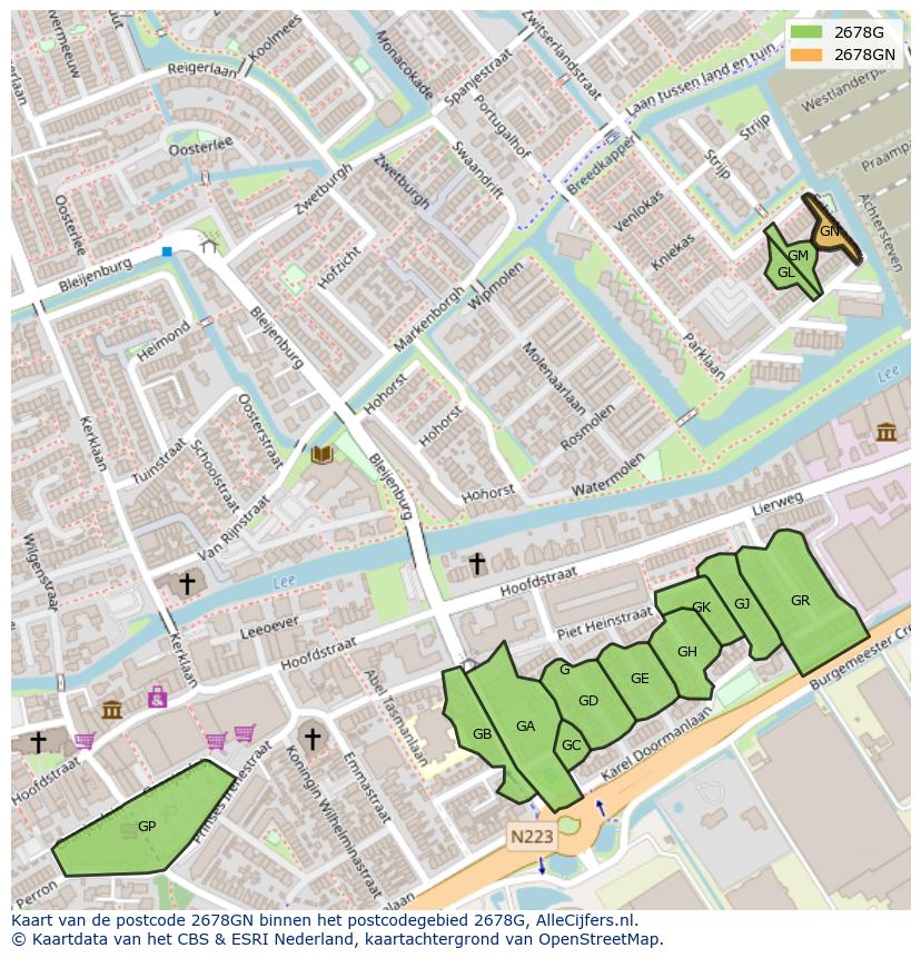 Afbeelding van het postcodegebied 2678 GN op de kaart.