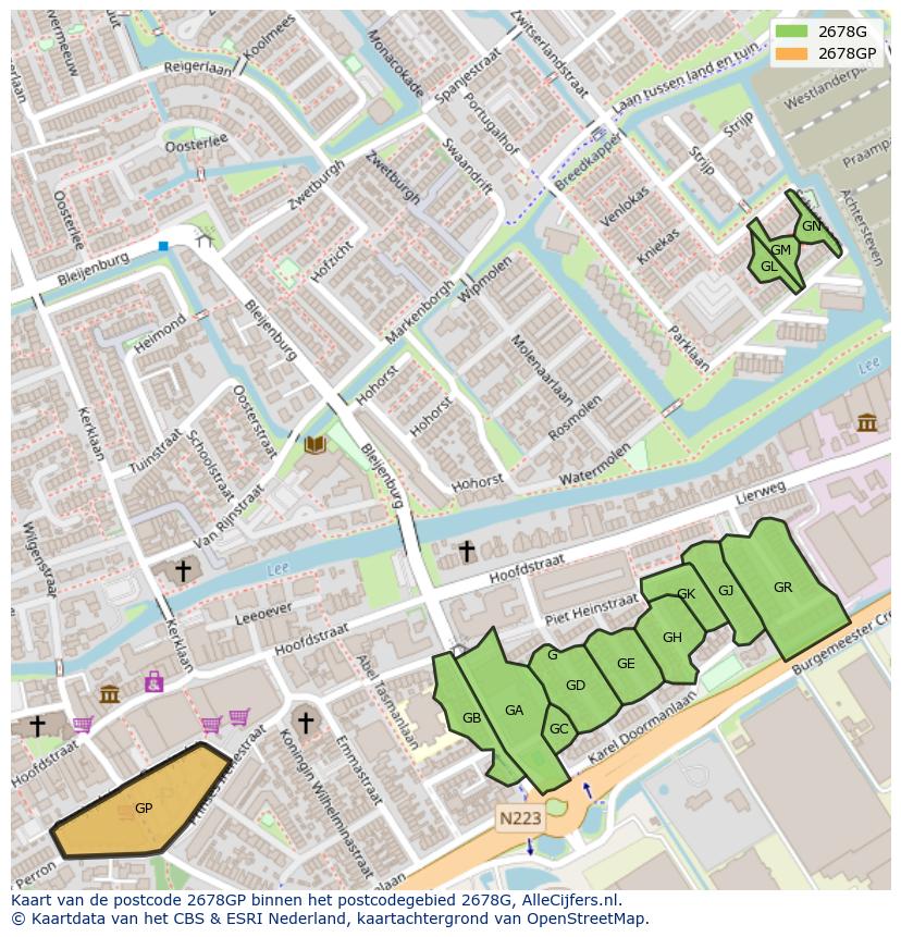Afbeelding van het postcodegebied 2678 GP op de kaart.