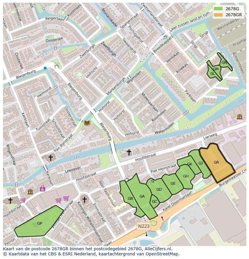 Afbeelding van het postcodegebied 2678 GR op de kaart.