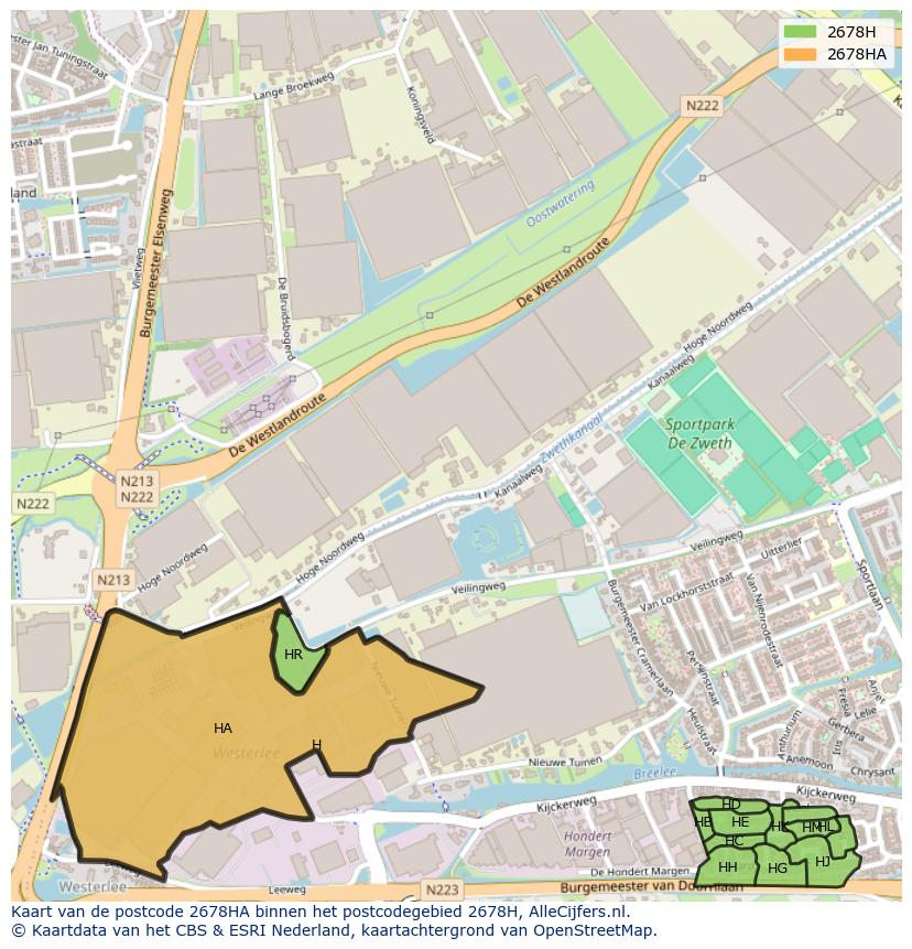 Afbeelding van het postcodegebied 2678 HA op de kaart.