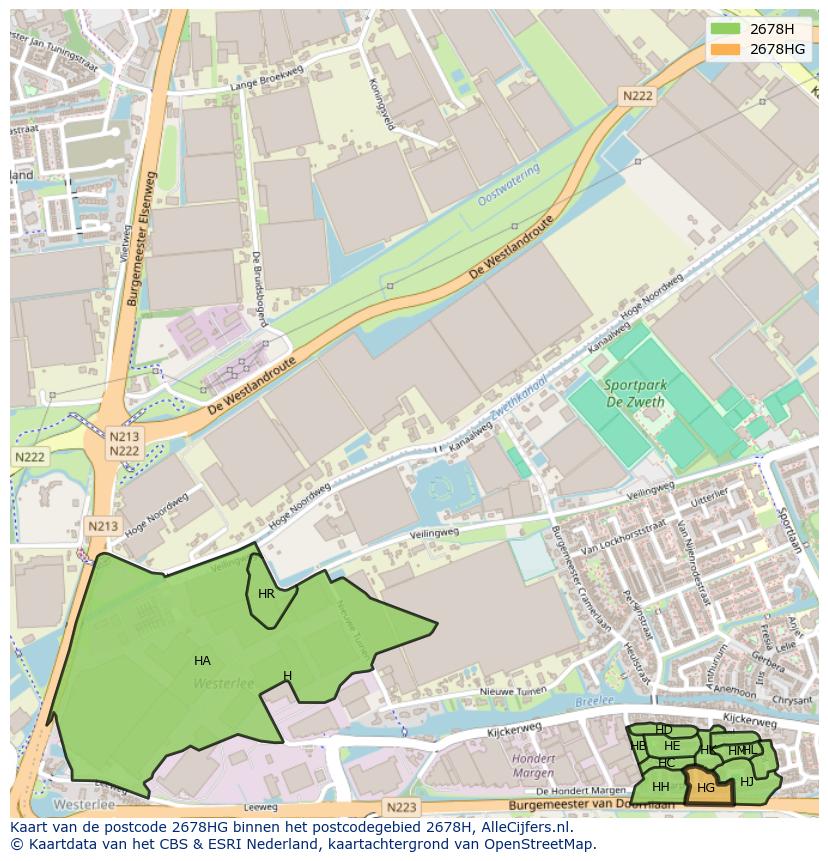 Afbeelding van het postcodegebied 2678 HG op de kaart.
