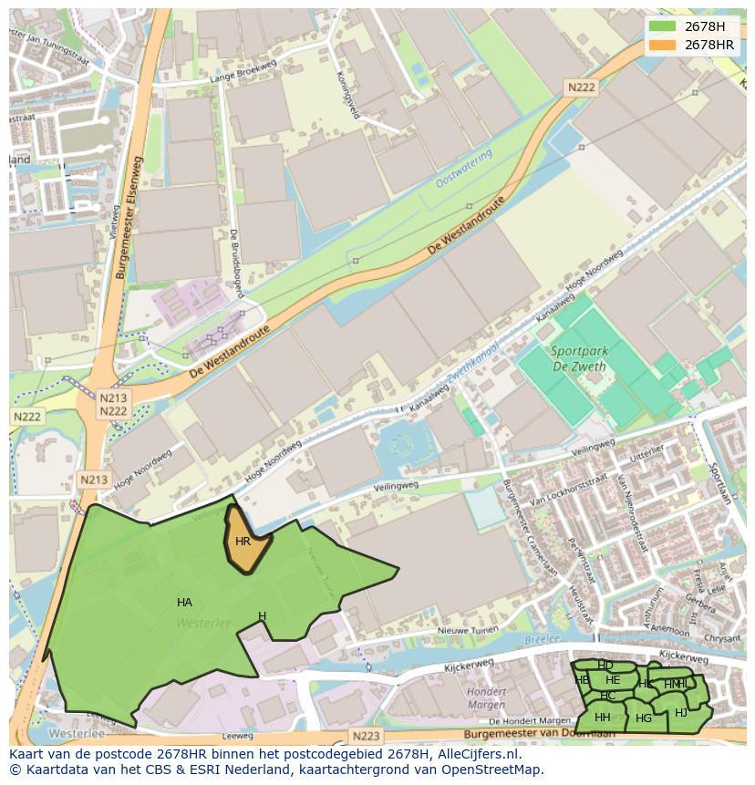 Afbeelding van het postcodegebied 2678 HR op de kaart.
