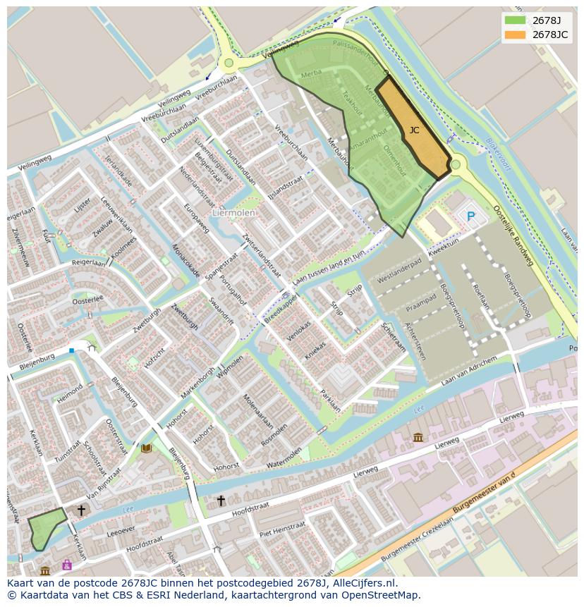 Afbeelding van het postcodegebied 2678 JC op de kaart.