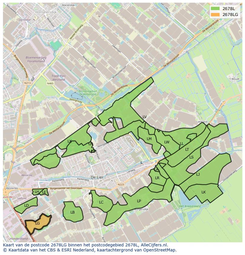 Afbeelding van het postcodegebied 2678 LG op de kaart.