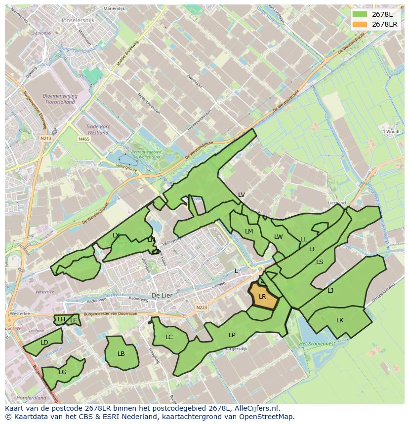Afbeelding van het postcodegebied 2678 LR op de kaart.